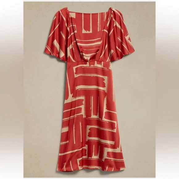 Banana Republic Red and Gold Midi Dress - Picture 11 of 11